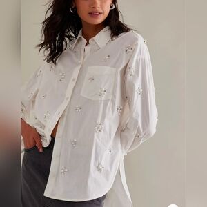 Maeve Bennet Buttondown Shirt Pearl-Embellished Edition Size Large